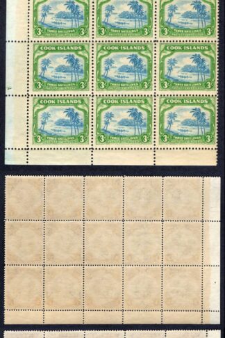 Cook Islands SG127/9 Set of 3 Wmk Single NZ U/M Corner Block of 15 Cat 1275++