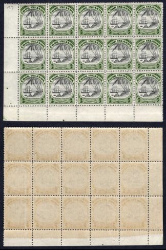 Cook Islands SG137w 1/2 Wmk Sideways Inverted U/M Corner Block of 15 Cat 97.50