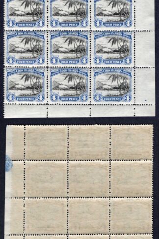 Cook Islands SG141 4d Wmk Mult NZ U/M Corner Block of 15 Cat 105 pounds
