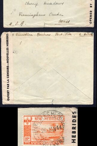 New Hebrides 1944 censored commercial cover to USA