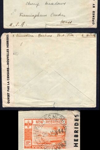 New Hebrides 1944 censored commercial cover to USA