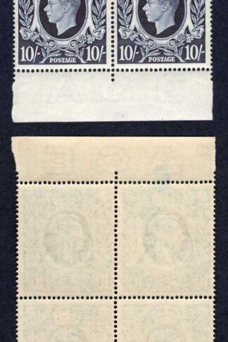 SG478 1939 10/- Dark blue BLOCK of 10 Inc 3 listed flaws Fine U/M