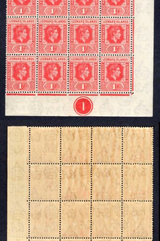 Leeward Is SG98 1d Scarlet Die A Plate Block of 24 U/M Cat 384++ pounds