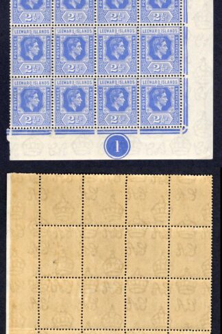 Leeward Is SG105 2 1/2dBright Blue Plate Block of 24 U/M Cat 720++ pounds