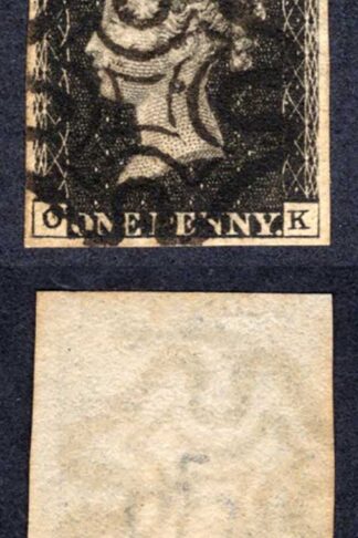 Penny Black (OK) Plate 5 Superb Black Cross