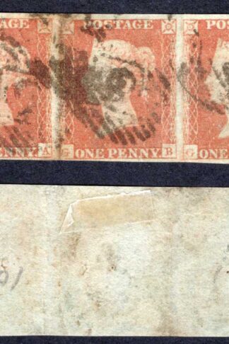 1841 Penny Orange-brown (GA/GC) Strip (creased)