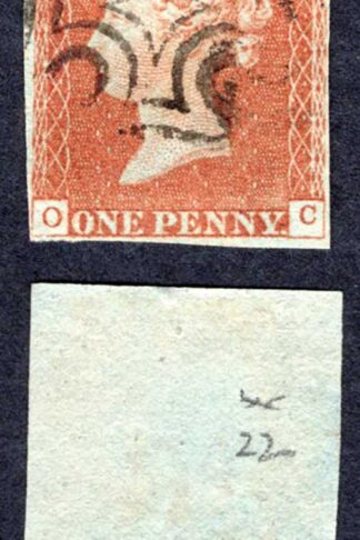 1841 Penny Red (OC) Plate 22 Fine Four Margins