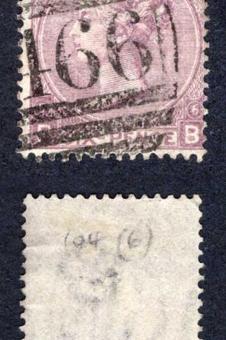 SG104 6d Lilac Plate 6 Wmk Spray Cat 95 pounds