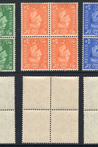SG485Wi/489Wi KGVI Light Colours inverted Set 3 values in U/M Blocks of Four