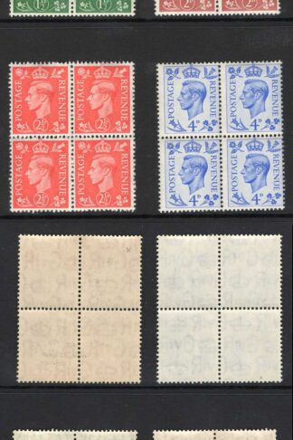 SG485/490 KGVI Light Colours Set in Blocks of Four