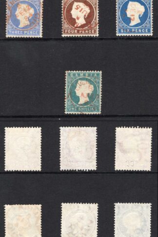 Gambia SG10B/19B Set of 7 Wmk CC upright Very Fine with Red Cancels Cat 300+