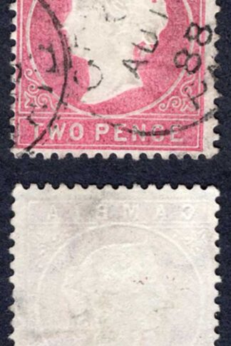 Gambia SG13B 2d Rose Wmk CC Upright CDS used Cat 12 pounds