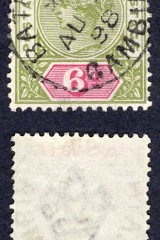 Gambia SG43 6d Olive-green and Carmine CDS Cat 55 pounds