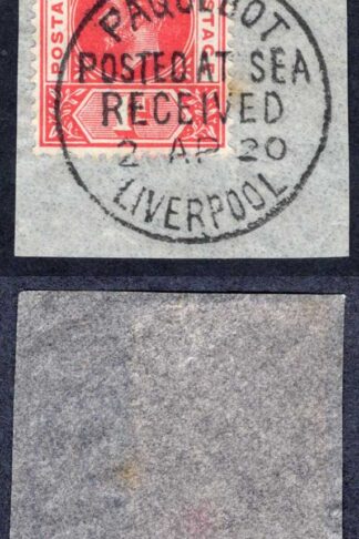Gambia KGV 1d with Paquebot Posted at Sea CDS on piece