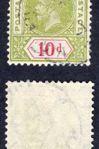 Gambia SG96 10d Pale Sage-green and carmine Wmk Mult Crown Cat 20 pounds