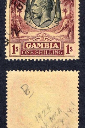 Gambia SG120 1/- Wmk Mult Crown CA CDS used Cat 55 pounds