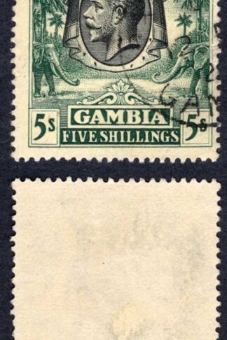 Gambia SG121 5/- Wmk Mult Crown CA TOP VALUE CDS used Cat 275 pounds