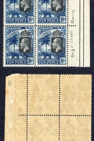 Gambia SG133 10d Dull Blue Wmk Script Perf Type a U/M Cat 36 pounds