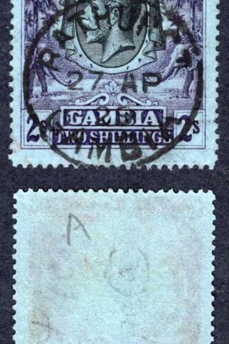 Gambia SG136 2/- Wmk Script Perf Type c CDS used Cat 15 pounds