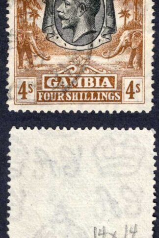 Gambia SG140 4/- Wmk Script Perf Type a CDS used Cat 55 pounds