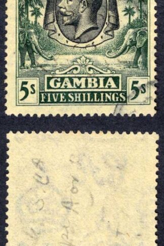 Gambia SG141 5/- Wmk Script Perf Type ca CDS used Cat 90 pounds