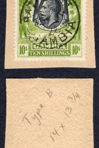 Gambia SG142 10/- Wmk Script Perf Type c CDS used TOP VALUE Cat 170 pounds