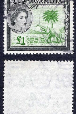 Gambia SG185 One Pound Green and Black Cat 25 pounds