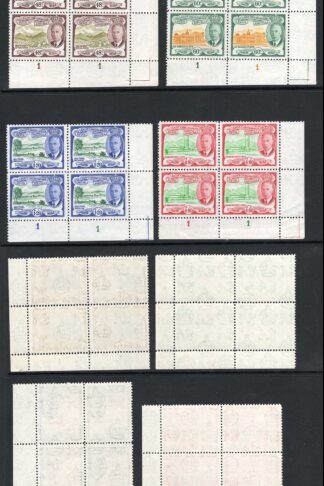 St Kitts-Nevis SG94-105 KGVI Set of 12 U/M PLATE Blocks Cat 168 pounds