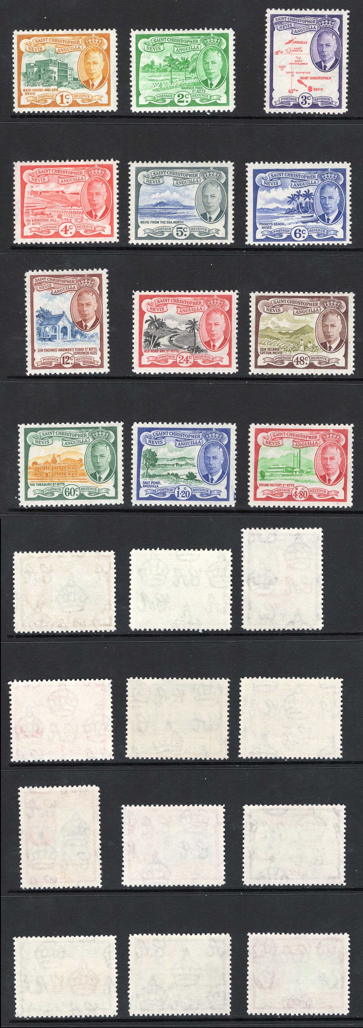 St Kitts-Nevis SG94-105 KGVI Set of 12 U/M Cat 42 pounds