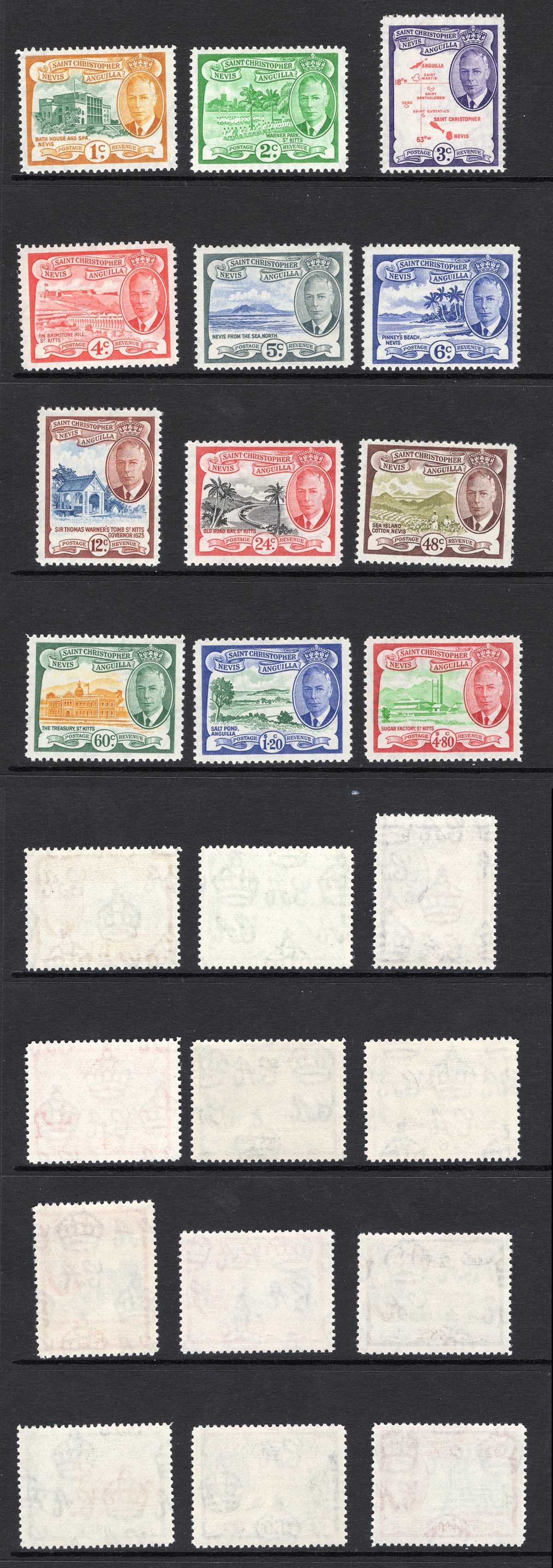 St Kitts-Nevis SG94-105 KGVI Set of 12 U/M Cat 42 pounds