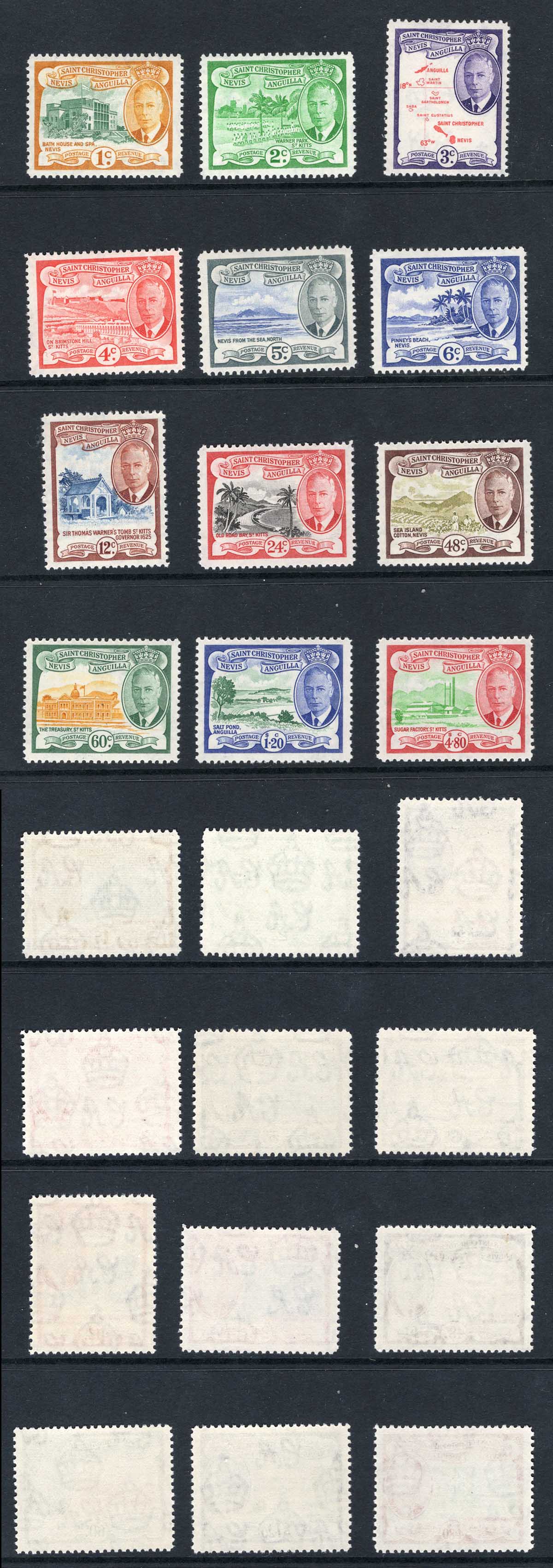 St Kitts-Nevis SG94-105 KGVI Set of 12 U/M Cat 42 pounds