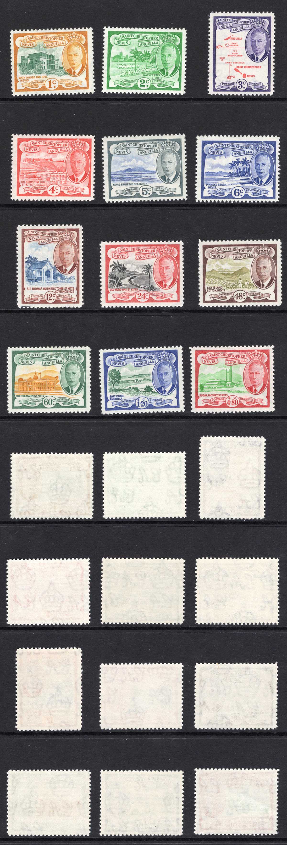 St Kitts-Nevis SG94-105 KGVI Set of 12 U/M Cat 42 pounds