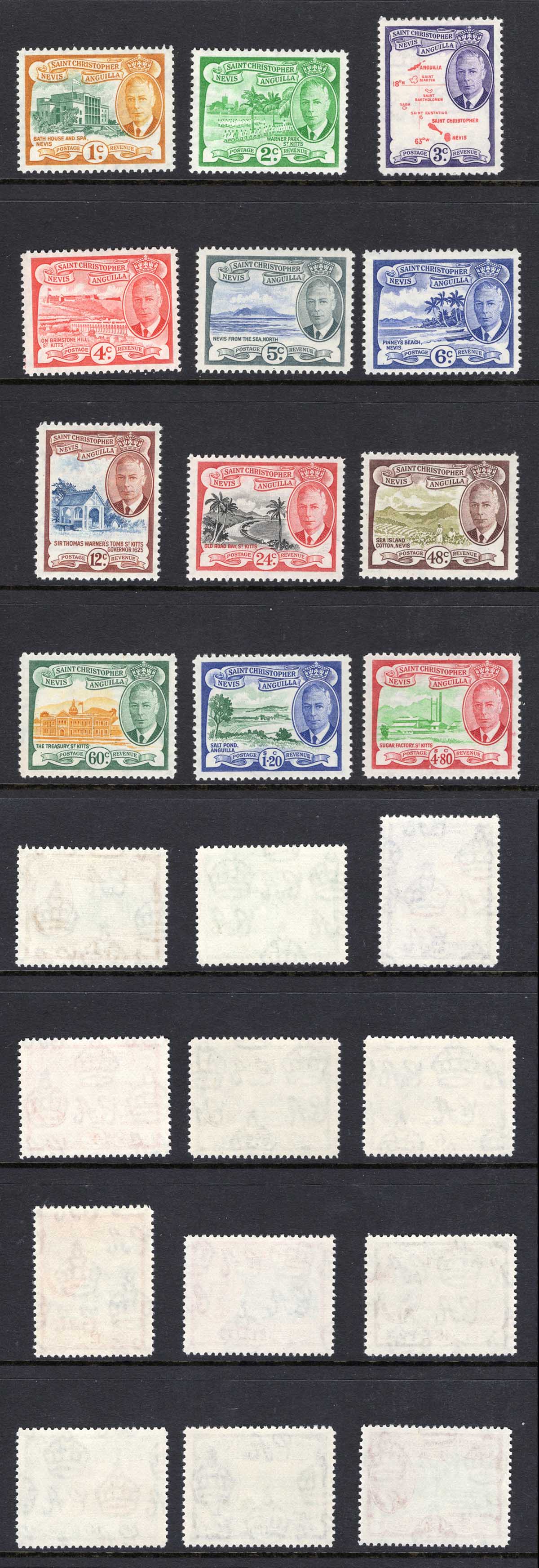 St Kitts-Nevis SG94-105 KGVI Set of 12 U/M Cat 42 pounds