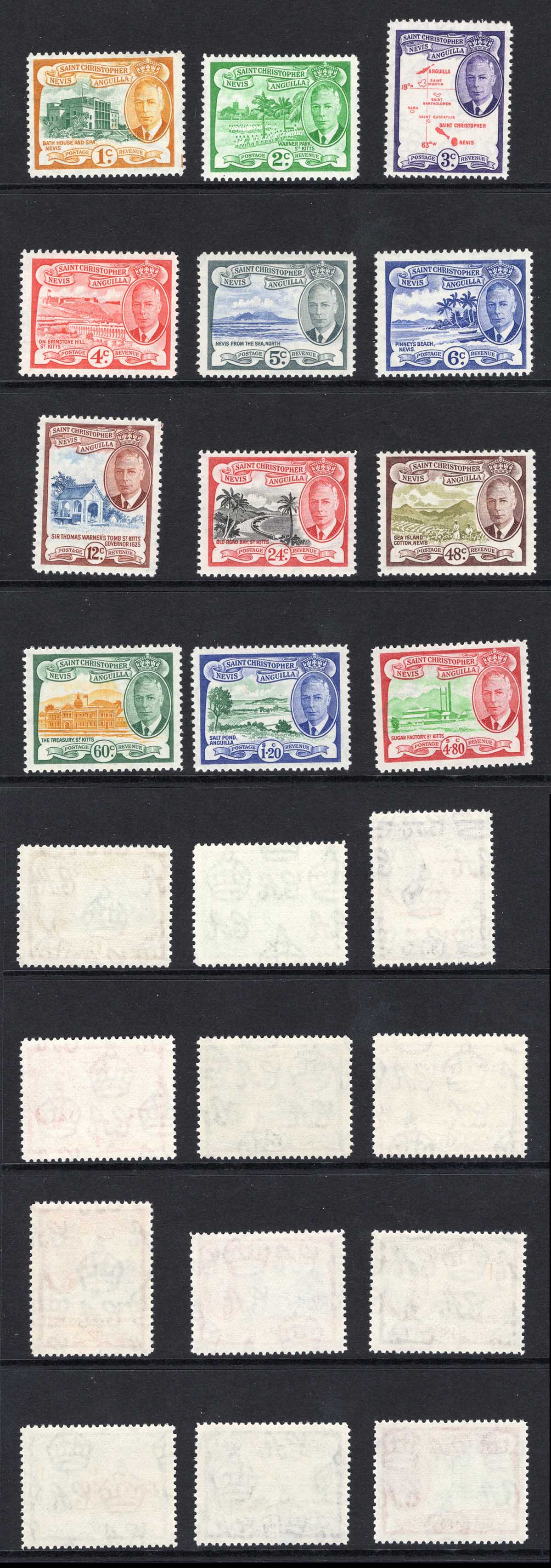 St Kitts-Nevis SG94-105 KGVI Set of 12 U/M Cat 42 pounds