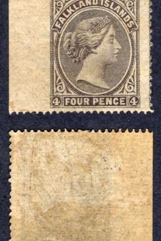 Falkland Is SG2 4d Grey Black Mint (part gum) No Wmk Cat 1500 pounds