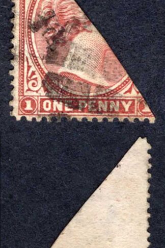 Falkland Is SG13 1/2d on Half of a 1d Brownish Claret Used Cat 325 pounds