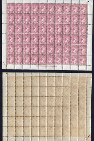 Falkland Is SG25 2d Purple Wmk CA PANE of SIXTY (58 are U/M) Cat 450++ pounds