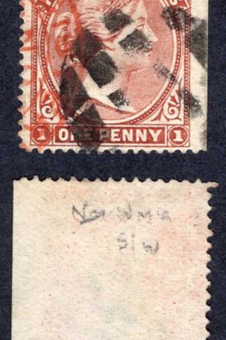 Falkland Is SG7x 1d Pale Claret Wmk CA Sideways Inverted Cat 100 pounds