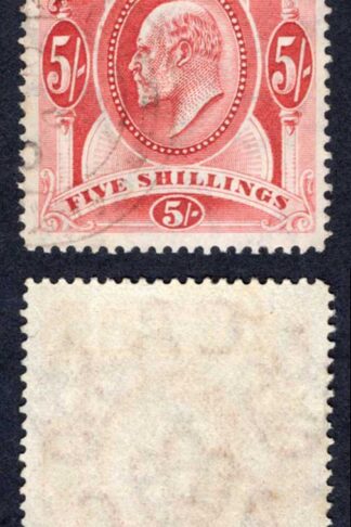 Falkland Is SG50 KEVII 5/- Red Wmk Mult CA Fine used Cat 180 pounds