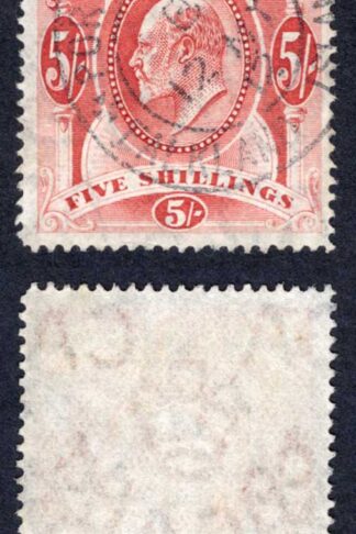 Falkland Is SG50 KEVII 5/- Red Wmk Mult CA Fine used Cat 180 pounds
