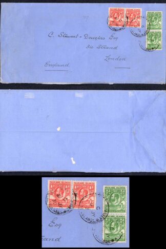 Falkland Is SG116 and SG117 Pairs on Cover to London