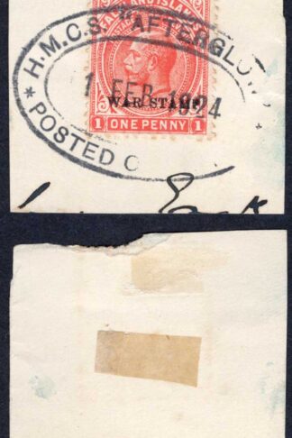 Falkland Is HMCS AFTERGLOW POSTED ON BOARD Cancelation on Piece