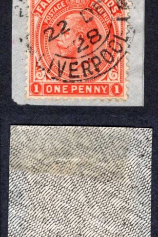 Falkland Is SG74 1d on piece Cancelled in LIVERPOOL UK