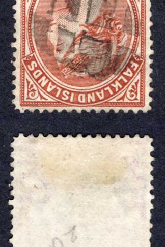Falkland Is SG18w 1d Brown Wmk INVERTED (thin) Cat 900 pounds