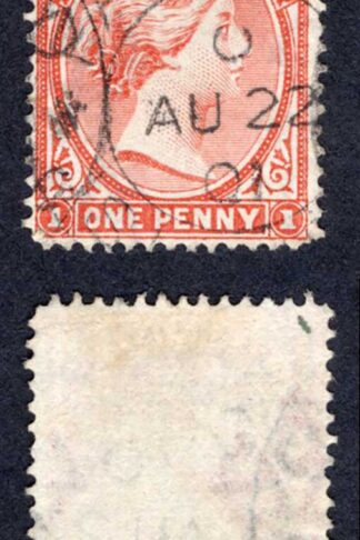 Falkland Is SG18 1d Orange red-brown C slug on its side in CDS Cat 90++ pounds