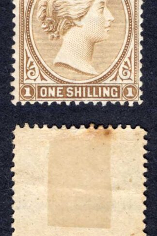 Falkland Is SG38 1/- Yellow-brown M/M (hinge remainder and tone spot) Cat 90 pounds