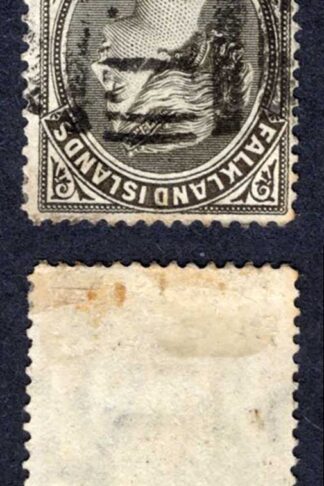 Falkland Is SG12w 4d Olive Grey-black Wmk CA INVERTED Cat 550 pounds