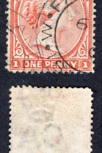 Falkland Is SG23 1d Pale Red with NO WMK Falkland W (Post Bay) pmk