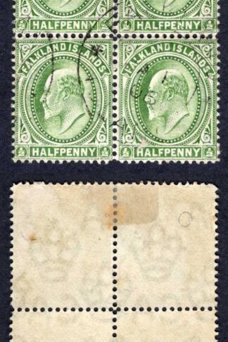 Falkland Is SG43 1/2d Yellow-green CDS Block
