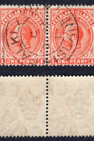 Falkland Is SG61 1d Vermilion CDS Pair